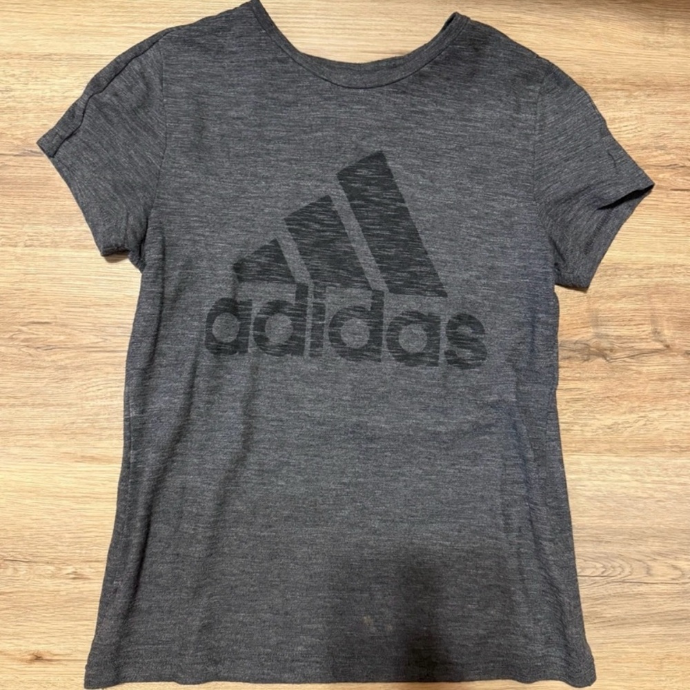 Adidas Dark Gray Black Logo T-Shirt Women’s Small